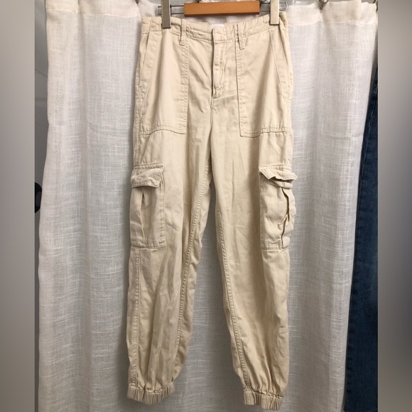 URBAN OUTFITTERS BDG LIGHT TAN BEIGE CARGO JOGGER COTTON PANT SIZE SMALL Y2K - Picture 1 of 7